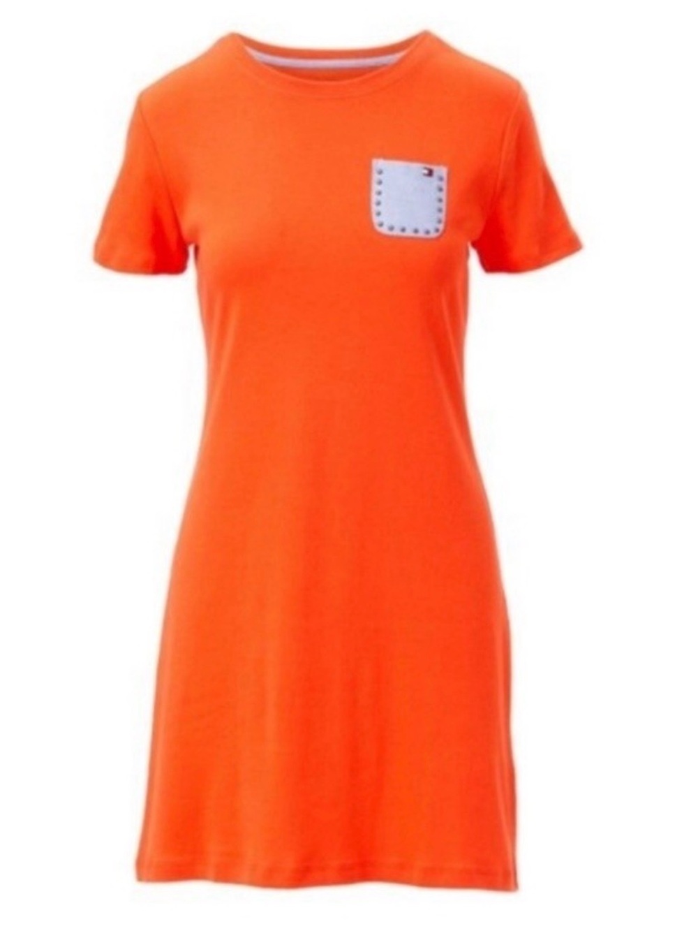 Tommy Hilfiger Orange Short Sleeve Pocket T-Shirt Dress